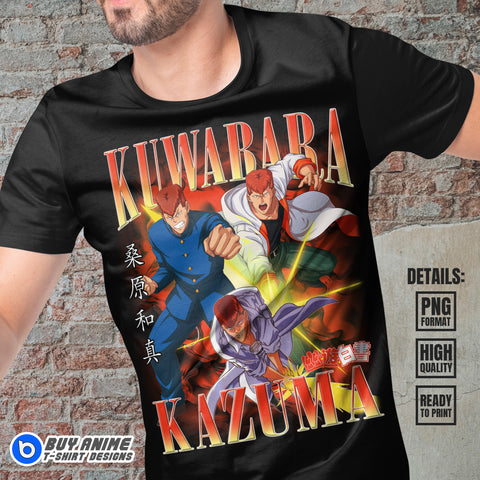 Kazuma Kuwabara YuYu Hakusho Anime Bootleg T-shirt Design