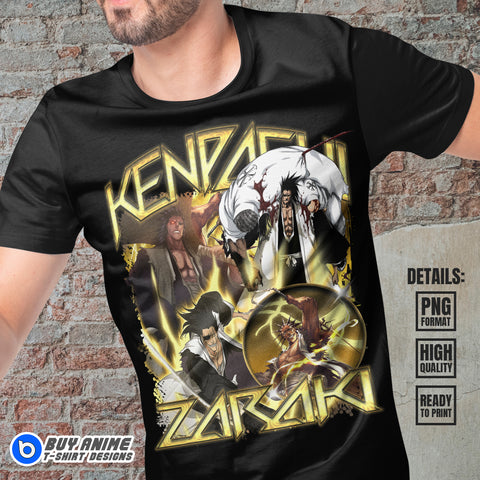 Kenpachi Zaraki Bleach Anime Bootleg T-shirt Design