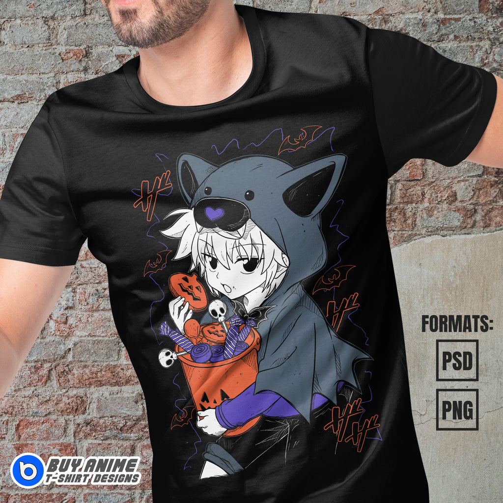 Killua Zoldyck Halloween Hunter x Hunter Anime Vector T-shirt Design Template