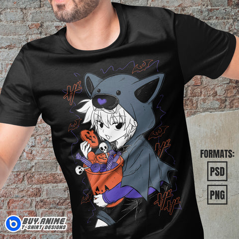 Killua Zoldyck Halloween Hunter x Hunter Anime Vector T-shirt Design Template