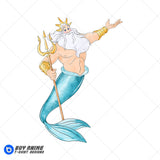 King Triton The Little Mermaid Watercolor Clipart PNG Hand Drawn Illustration