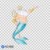 King Triton The Little Mermaid Watercolor Clipart PNG Hand Drawn Illustration