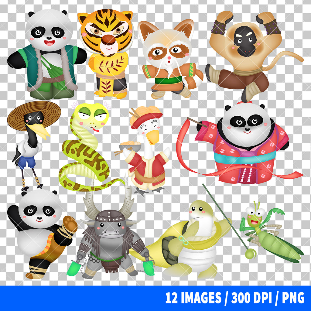 Kung Fu Panda Clipart PNG Bundle