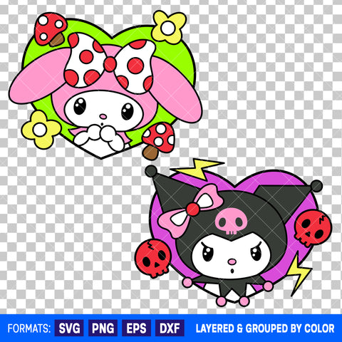 Kuromi And My Melody Bundle SVG Cut Files for Cricut and Silhouette