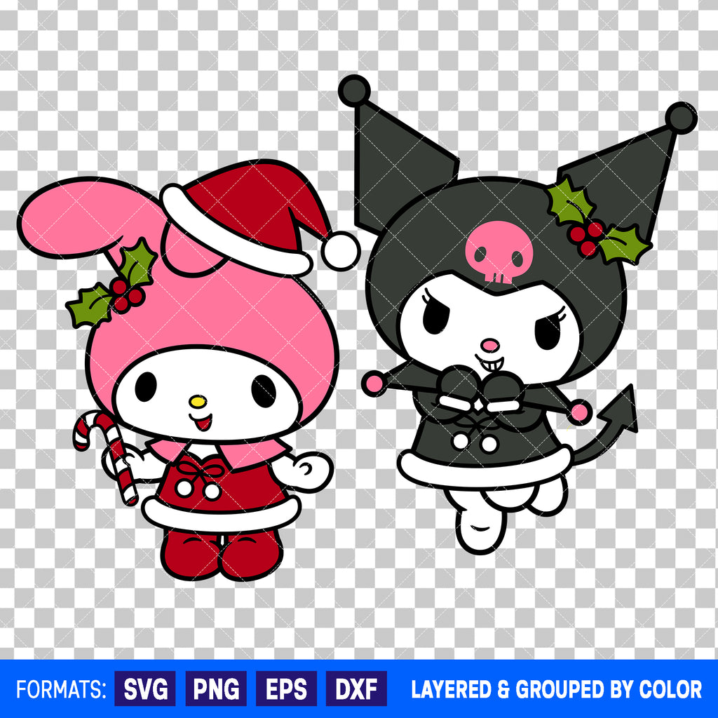Kuromi And My Melody Christmas Bundle SVG Cut Files for Cricut and Silhouette