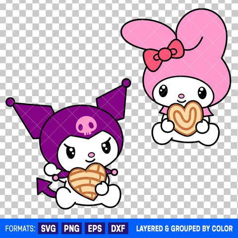 Kuromi And My Melody Conchas Bundle SVG Cut Files for Cricut and Silhouette