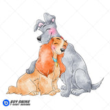 Lady and the Tramp Watercolor Clipart PNG Hand Drawn Illustration #2
