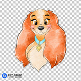 Lady and the Tramp Watercolor Clipart PNG Hand Drawn Illustration #3