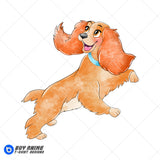 Lady and the Tramp Watercolor Clipart PNG Hand Drawn Illustration #4