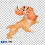 Lady and the Tramp Watercolor Clipart PNG Hand Drawn Illustration #4