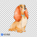 Lady and the Tramp Watercolor Clipart PNG Hand Drawn Illustration #5