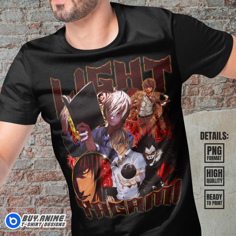 Light Yagami Death Note Anime Bootleg T-shirt Design