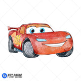 Lightning McQueen Cars Watercolor Clipart PNG Hand Drawn Illustration