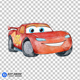Lightning McQueen Cars Watercolor Clipart PNG Hand Drawn Illustration