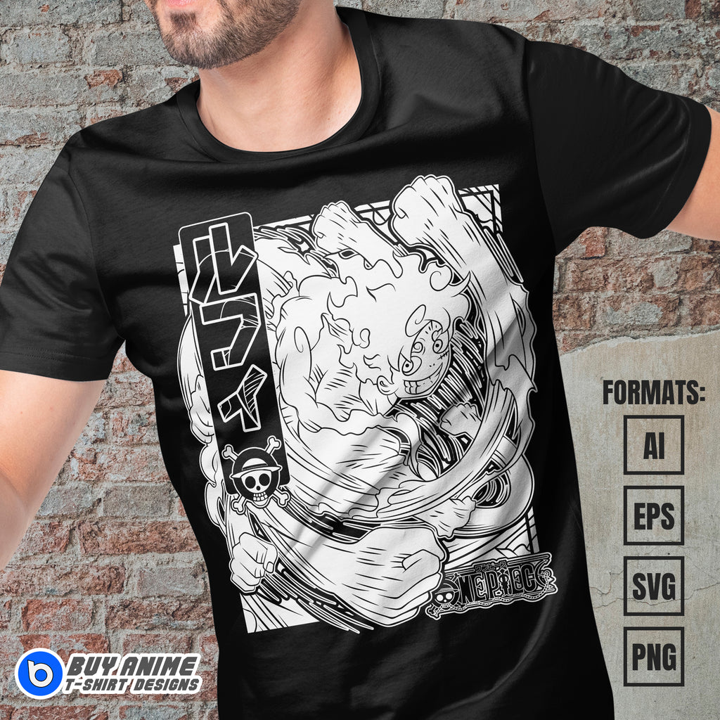 Luffy Gear 5 One Piece Vector T-shirt Design Template