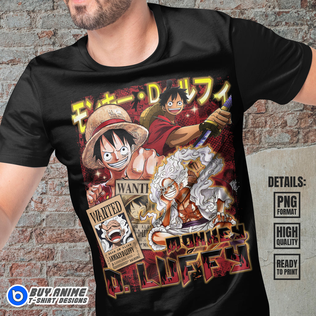 Luffy One Piece Anime Bootleg T-shirt Design