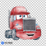 Mack Cars Watercolor Clipart PNG Hand Drawn Illustration