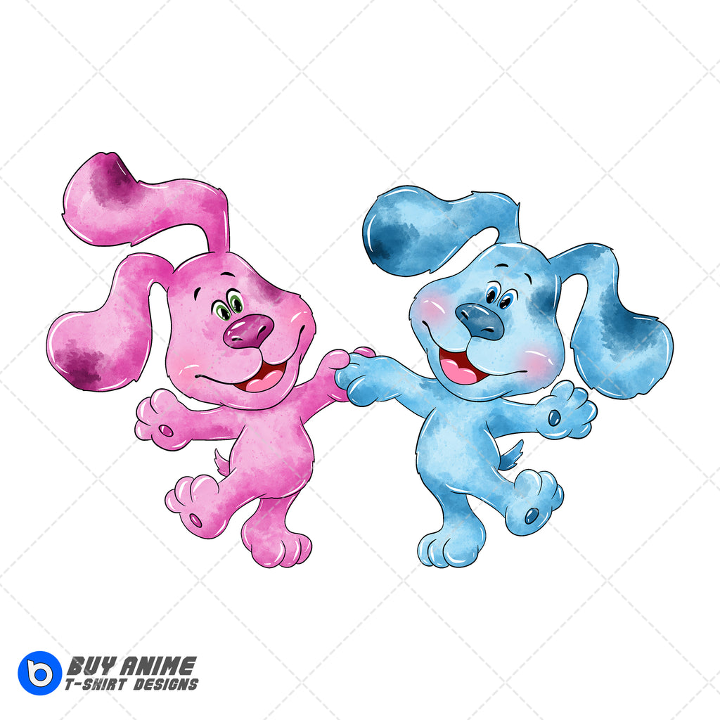Magenta and Blue Blues Clues Watercolor Clipart PNG Hand Drawn Illustration