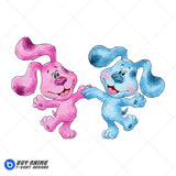 Magenta and Blue Blues Clues Watercolor Clipart PNG Hand Drawn Illustration