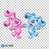 Magenta and Blue Blues Clues Watercolor Clipart PNG Hand Drawn Illustration