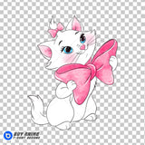 Marie The Aristocats Watercolor Clipart PNG Hand Drawn Illustration #2