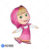 Masha and the Bear Watercolor Clipart PNG Hand Drawn Illustration