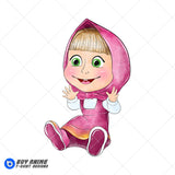 Masha and the Bear Watercolor Clipart PNG Hand Drawn Illustration #2
