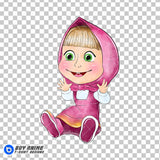 Masha and the Bear Watercolor Clipart PNG Hand Drawn Illustration #2