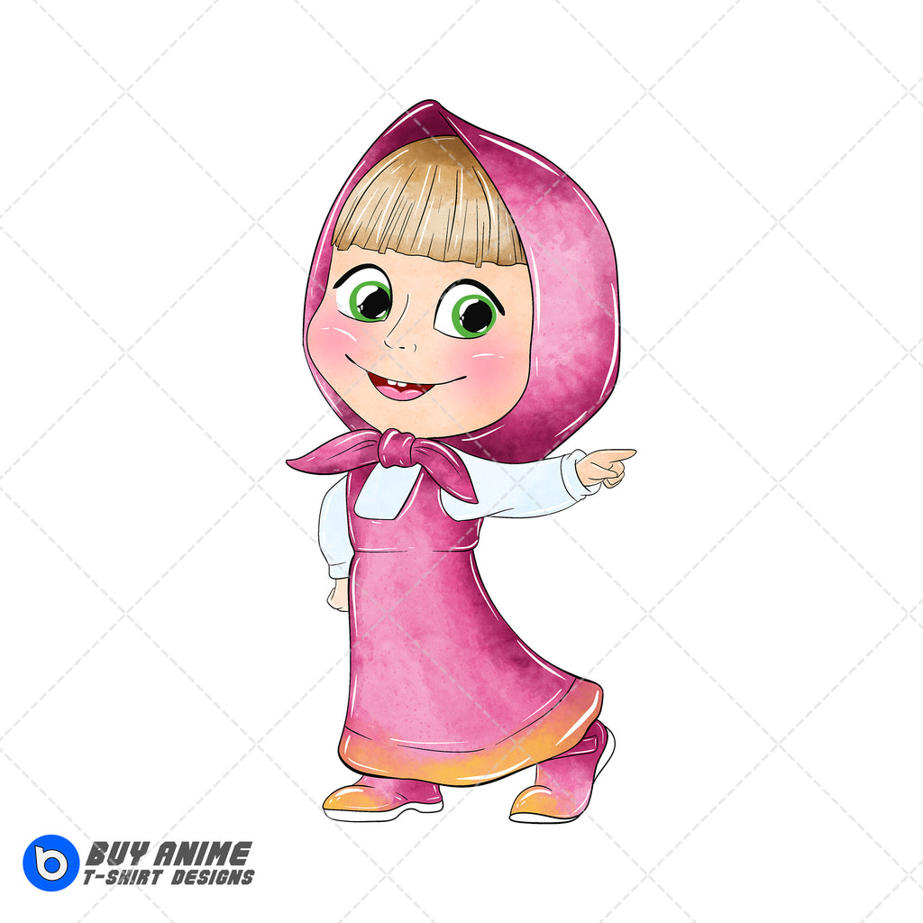 Masha and the Bear Watercolor Clipart PNG Hand Drawn Illustration #3