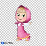 Masha and the Bear Watercolor Clipart PNG Hand Drawn Illustration #3