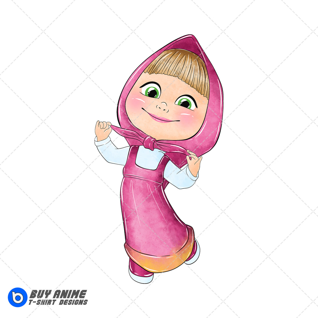 Masha and the Bear Watercolor Clipart PNG Hand Drawn Illustration #4