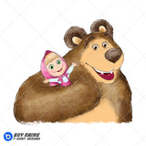 Masha and the Bear Watercolor Clipart PNG Hand Drawn Illustration #8