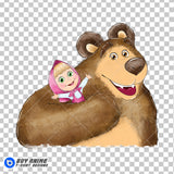 Masha and the Bear Watercolor Clipart PNG Hand Drawn Illustration #8