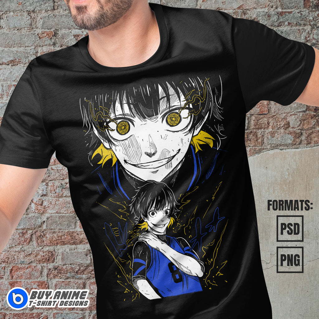Meguru Bachira Blue Lock Anime Vector T-shirt Design Template