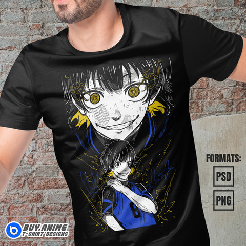 Meguru Bachira Blue Lock Anime Vector T-shirt Design Template