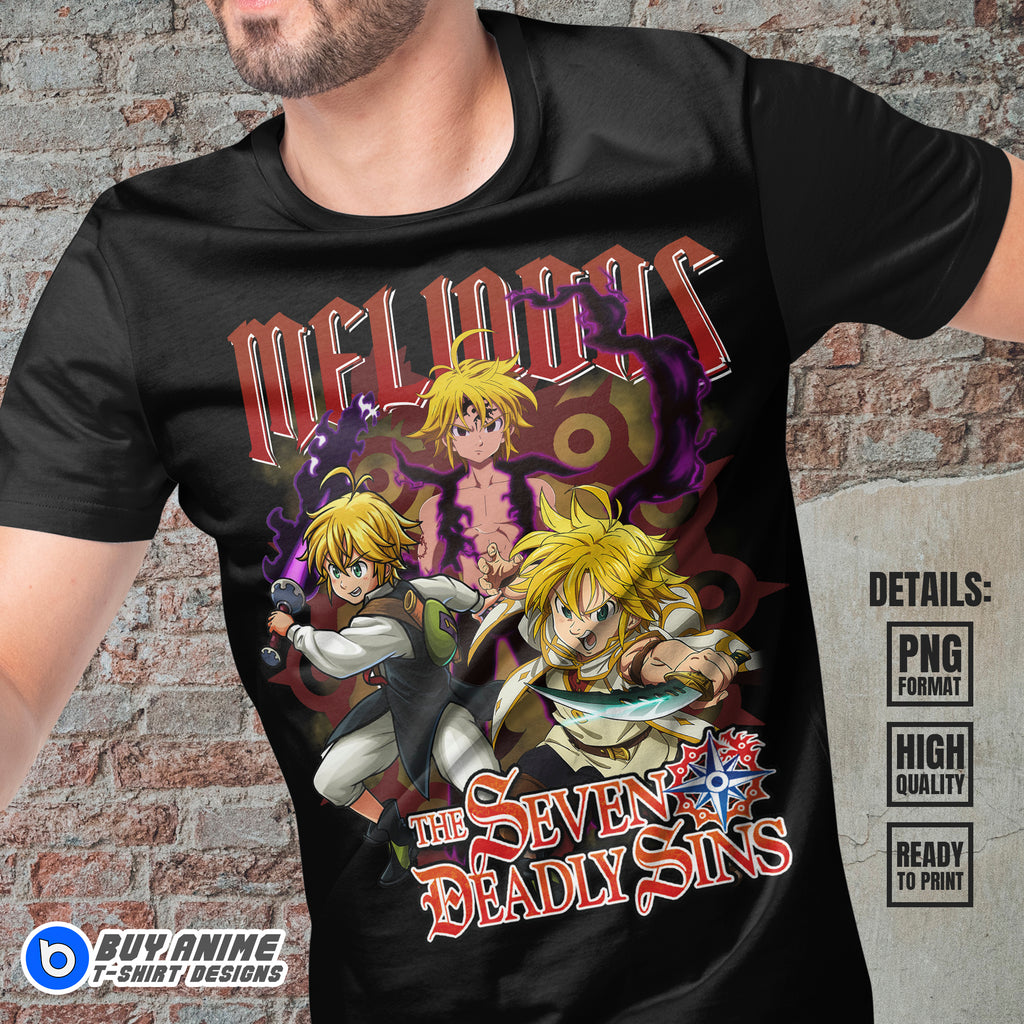 Meliodas The Seven Deadly Sins Anime Bootleg T-shirt Design