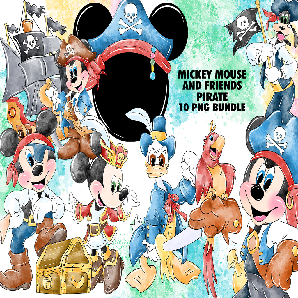 Mickey Mouse And Friends Pirate Clipart PNG Bundle