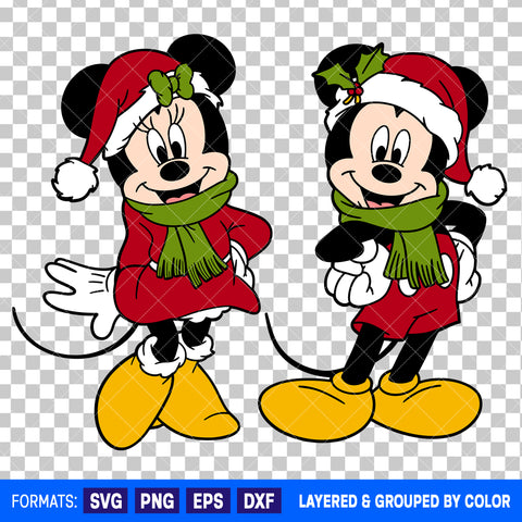 Mickey Mouse And Minnie Mouse Christmas Bundle SVG Cut Files for Cricut and Silhouette