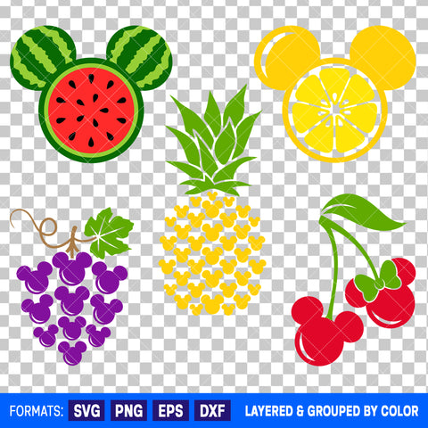 Mickey Mouse And Minnie Mouse Fruits Bundle SVG Cut Files for Cricut and Silhouette