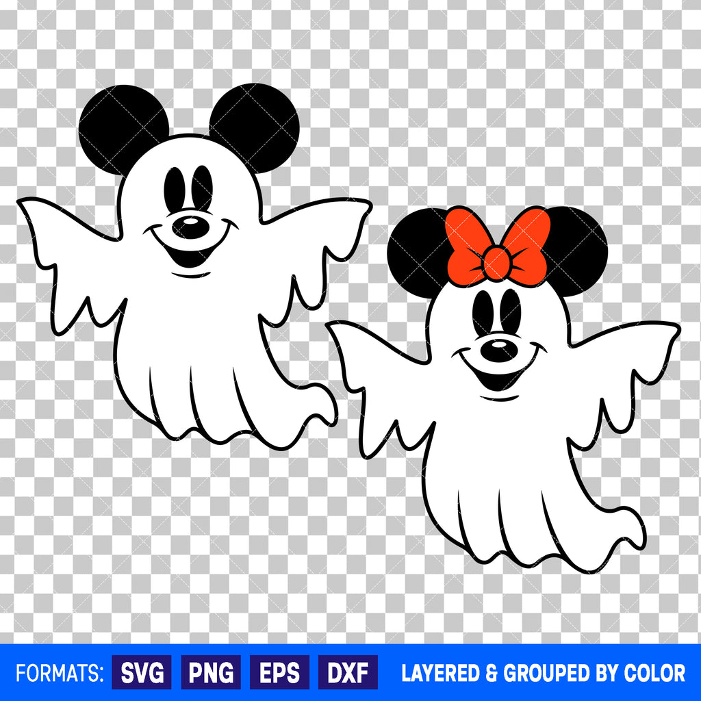 Mickey Mouse And Minnie Mouse Ghost Halloween Bundle SVG Cut Files for Cricut and Silhouette #2