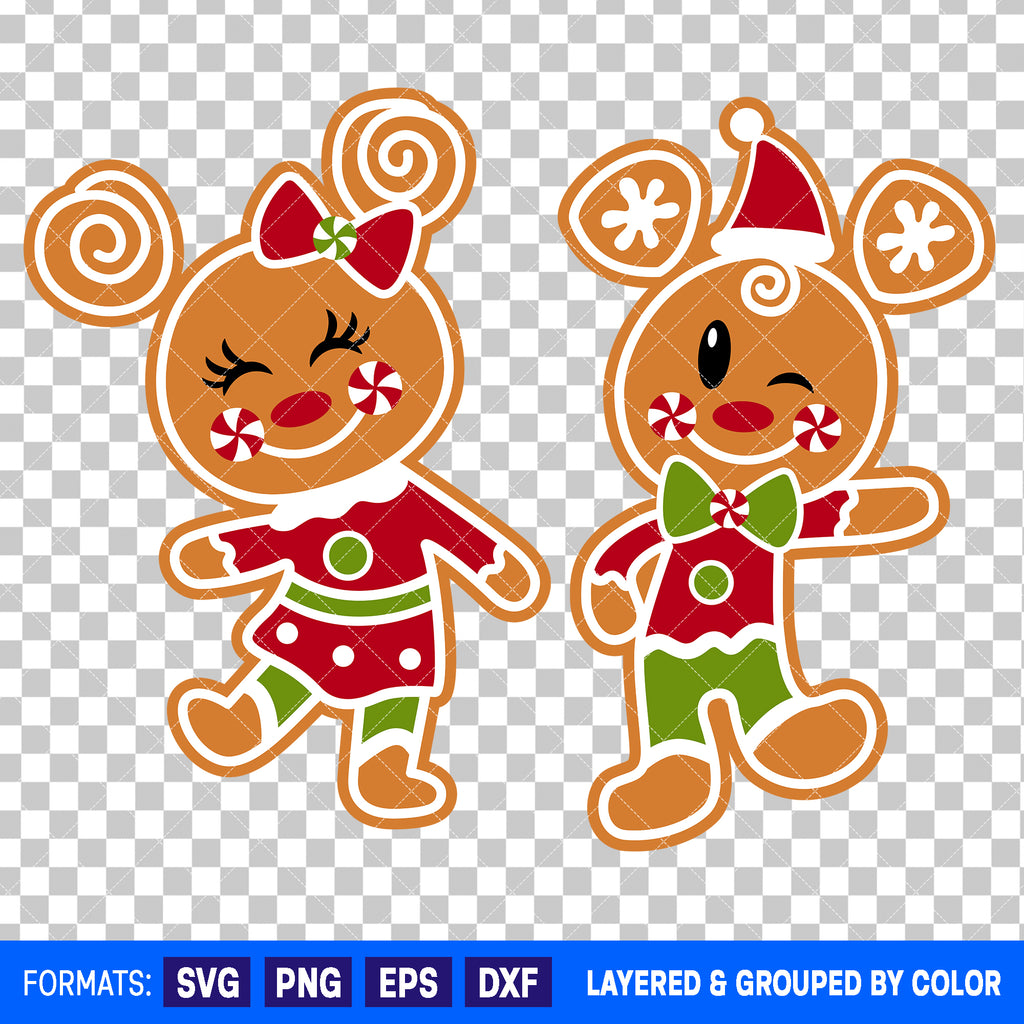 Mickey Mouse And Minnie Mouse Gingerbread Cookie Christmas Bundle SVG Cut Files for Cricut and Silhouette #2