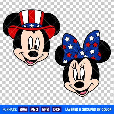 Mickey Mouse And Minnie Mouse Independence Day Bundle SVG Cut Files for Cricut and Silhouette #2