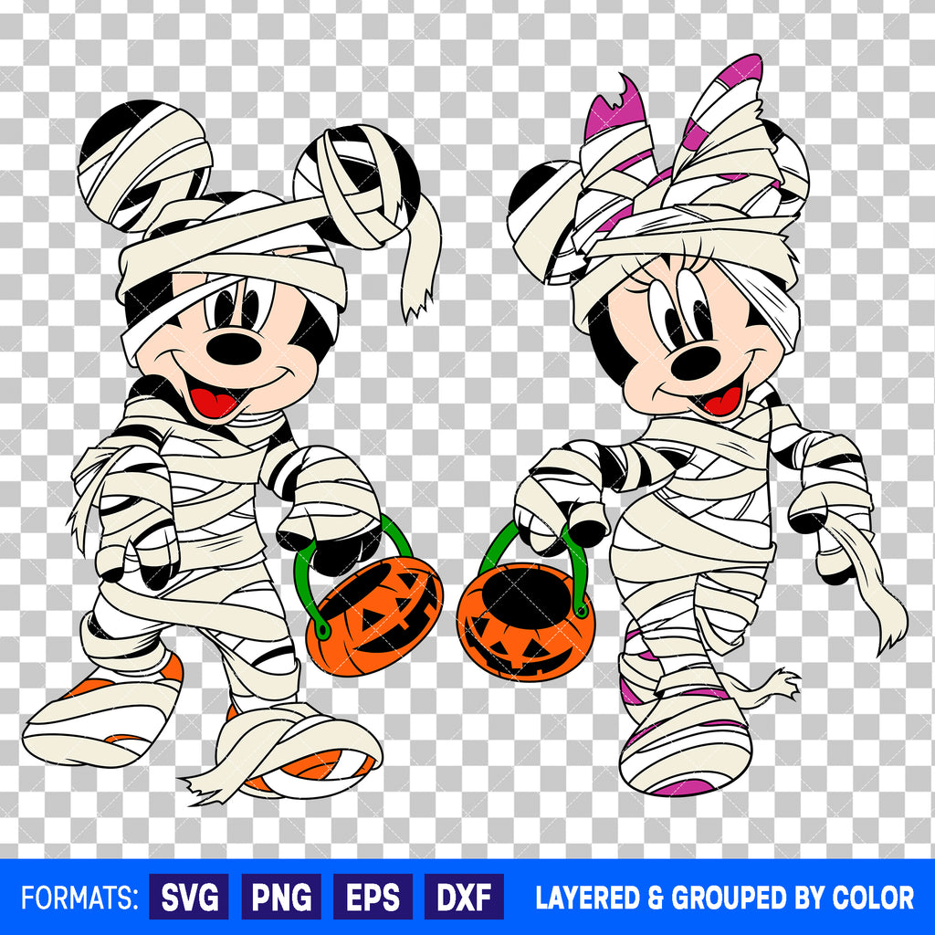 Mickey Mouse And Minnie Mouse Mummy Halloween Bundle SVG Cut Files for Cricut and Silhouette