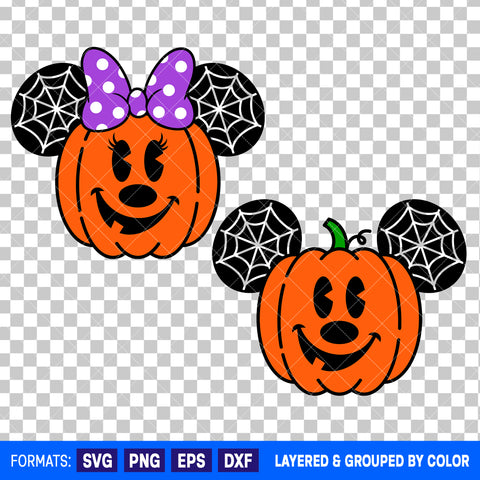 Mickey Mouse And Minnie Mouse Pumpkin Halloween Bundle SVG Cut Files for Cricut and Silhouette