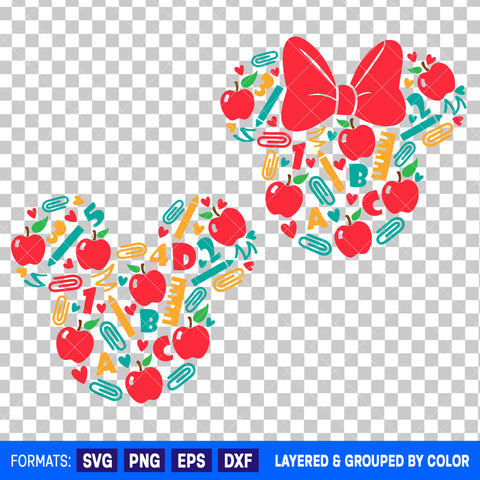 Mickey Mouse And Minnie Mouse School Teacher Bundle SVG Cut Files for Cricut and Silhouette