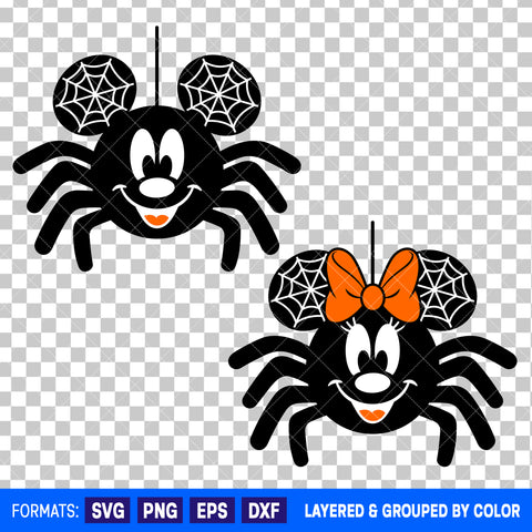 Mickey Mouse And Minnie Mouse Spider Halloween Bundle SVG Cut Files for Cricut and Silhouette