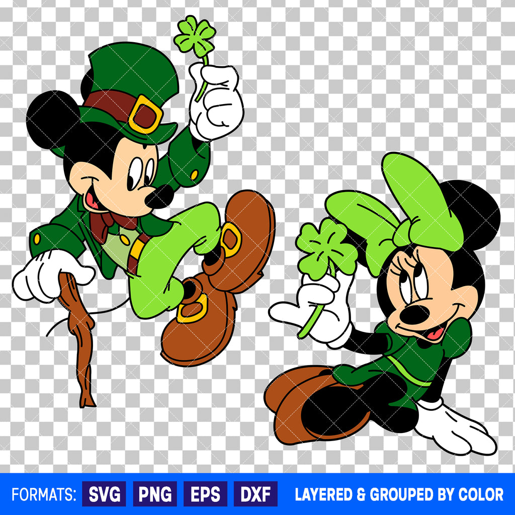 Mickey Mouse And Minnie Mouse St Patricks Day Bundle SVG Cut Files for Cricut and Silhouette