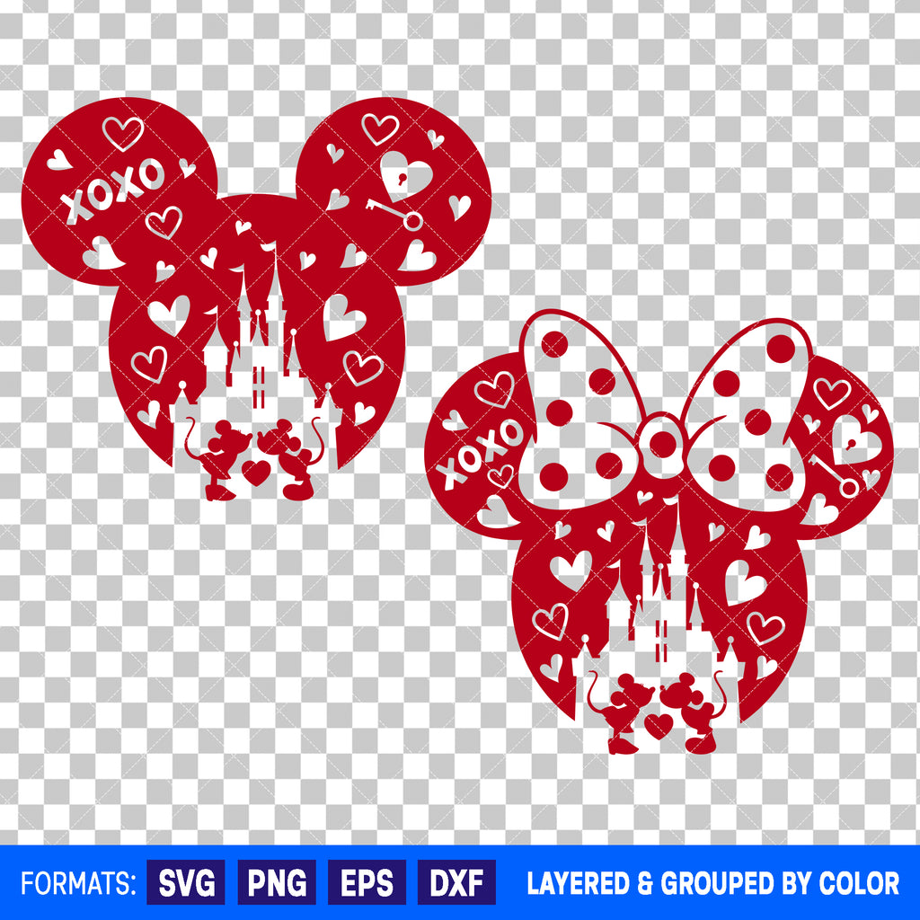 Mickey Mouse And Minnie Mouse Valentines Day Bundle SVG Cut Files for Cricut and Silhouette