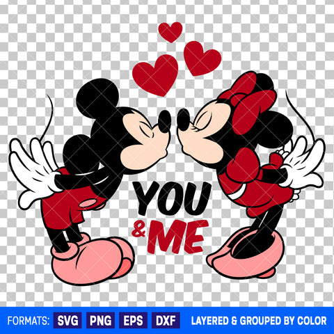 Mickey Mouse and Minnie Mouse Valentines Day SVG Cut File for Cricut and Silhouette