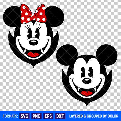 Mickey Mouse And Minnie Mouse Vampire Halloween Bundle SVG Cut Files for Cricut and Silhouette